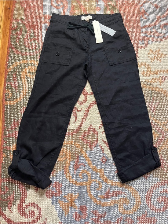 Andrea Jovine Pants - NWT Workshop by Andrea Jovine Linen Utility Cargo Pants Size 4 Black